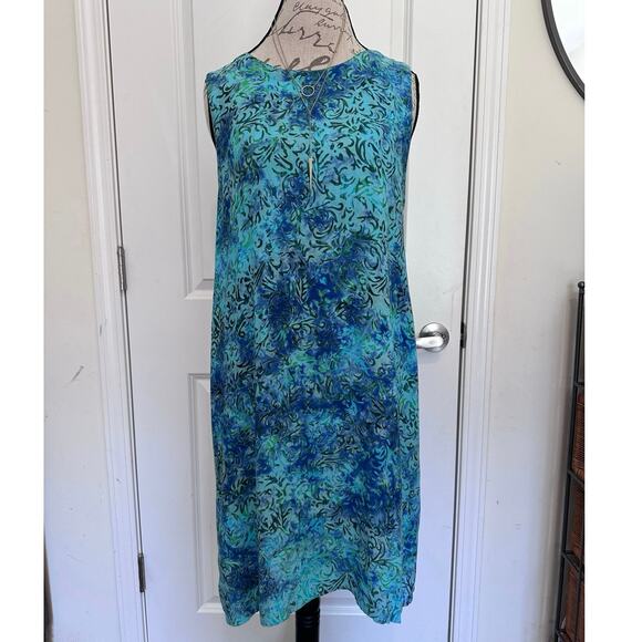 Island Beach Lifestyle Apparel Women's sz XL Tie Dye Blue Beach Shift Dress - Picture 1 of 10